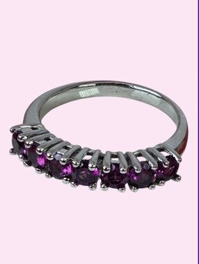 925 Sterling Silver Ring‎ with Natural Rhodolite Garnet 3.5mm